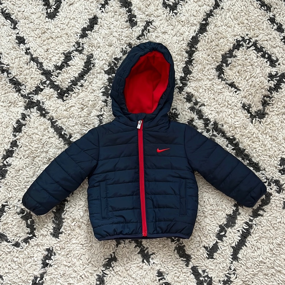 Toddler Boy Nike Puffer Zip Hooded Jacket - Navy - 12M